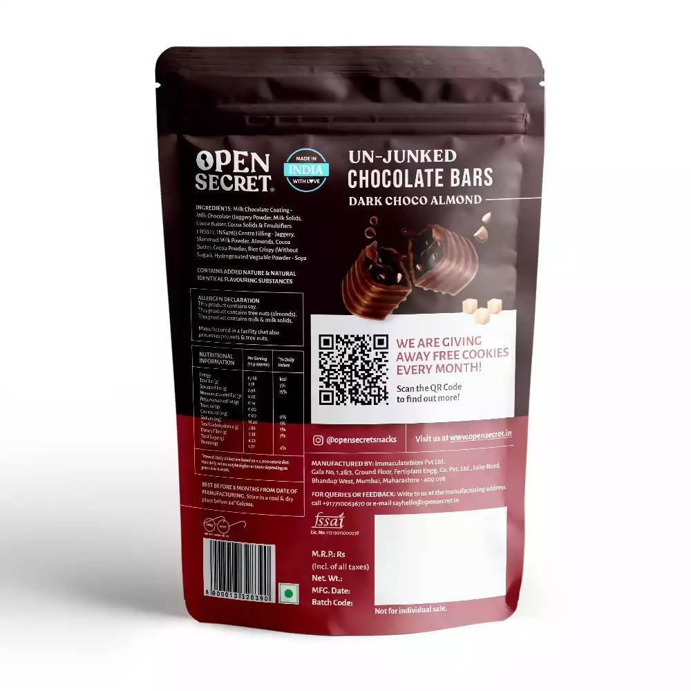 Open Secret Dark Choco Almond Chocolate Bars - Distacart