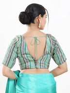 Joban Fashion Pista Multi Brocade Padded Blouse With V Neck Elbow Sleeves - Distacart