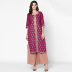 Cheera Hand Block Print Purple Straight Kurta (MAAI-049K)