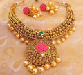 Multicolor Antique Necklace Set with Pearl Drops