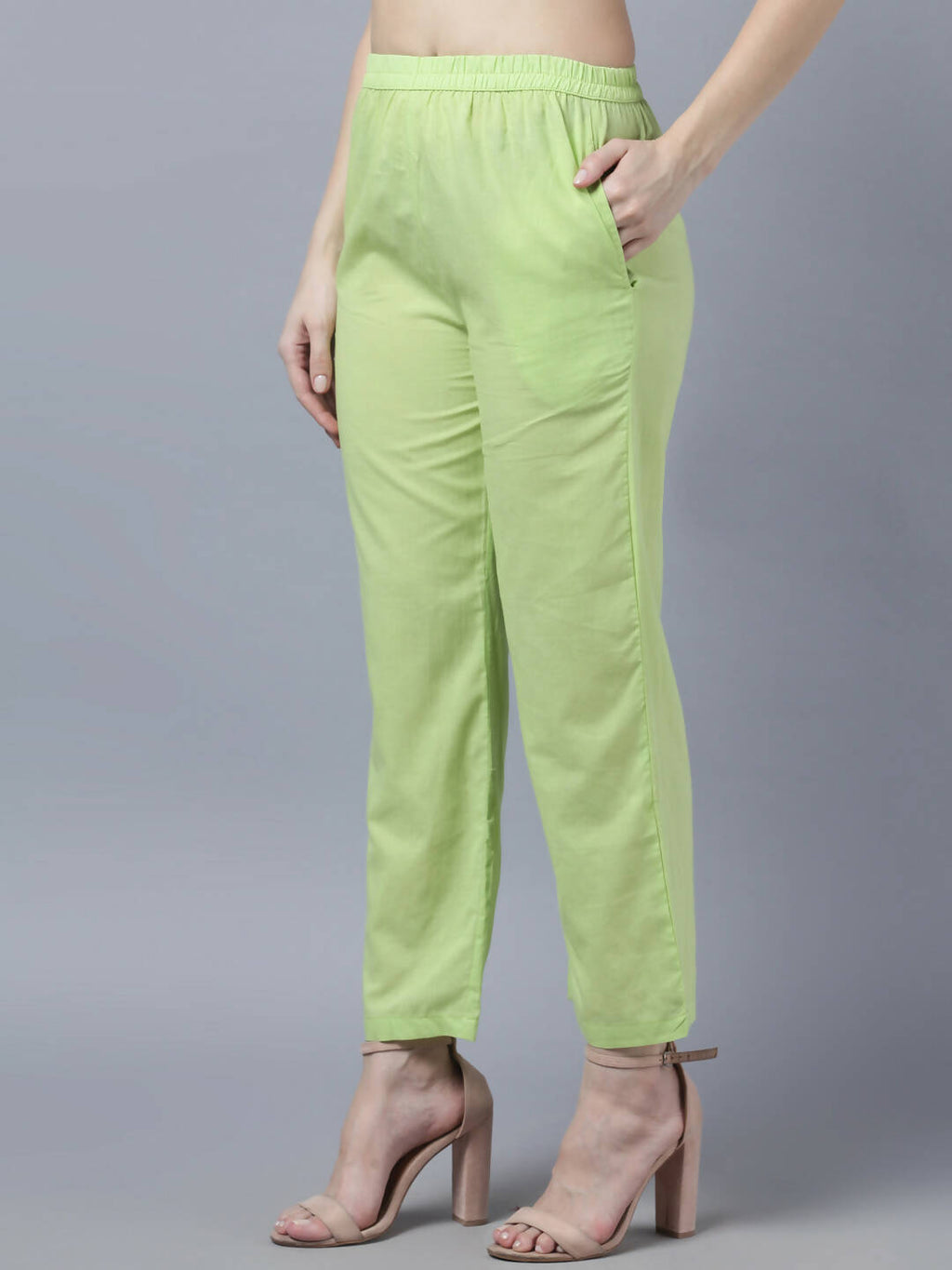 Myshka Women Green Regular Pure Cotton Kurta with Trousers With Dupatta Set - Distacart