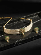 NVR Women Gold Plated White Kundan Jewellery Set - Distacart