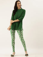 Souchii White & Green Printed Ankle-Length Leggings - Distacart