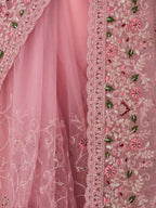 kasee Floral Embroidered Net Saree With Blouse Piece - Distacart