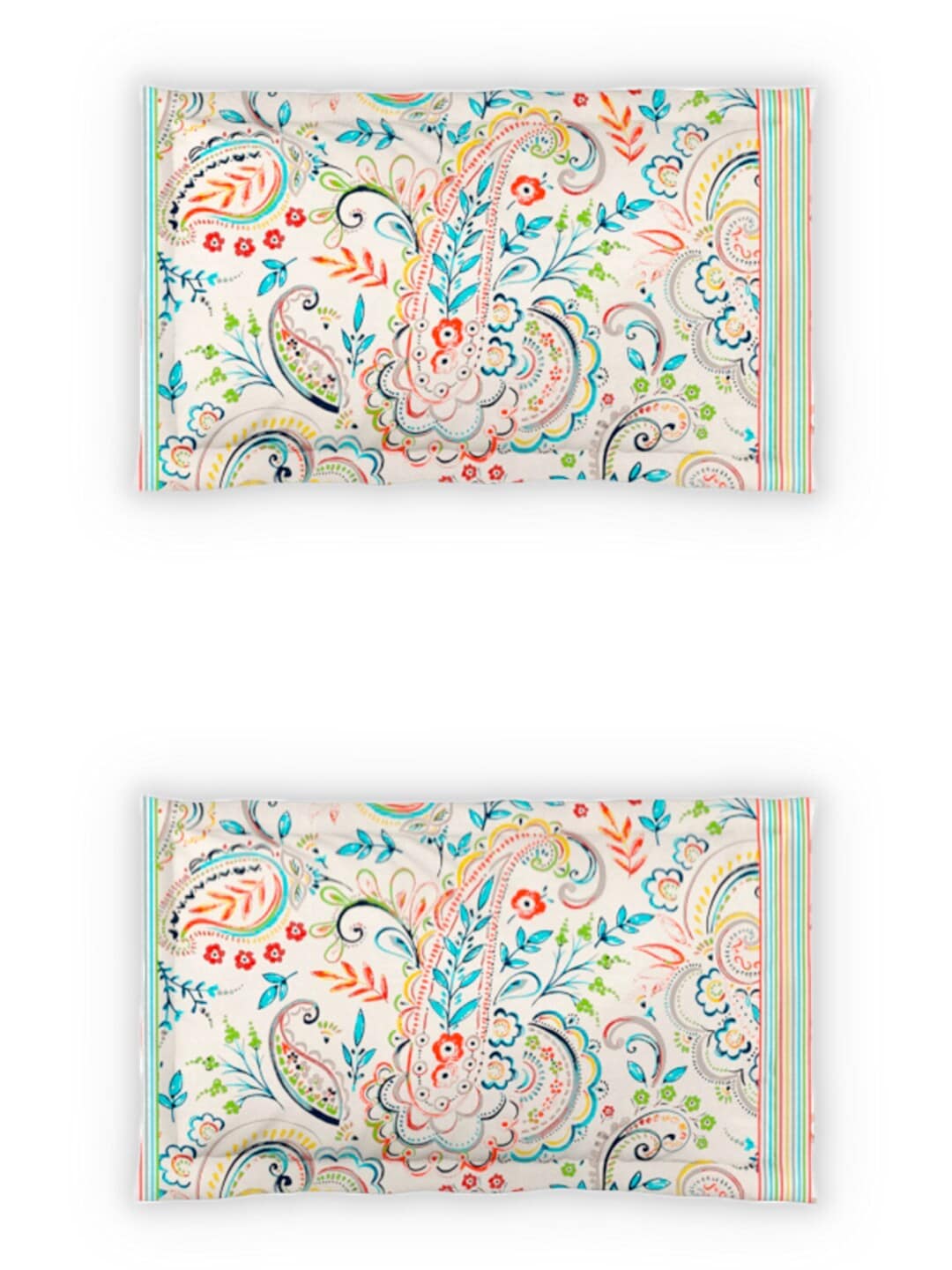 DDecor White & Turquoise Blue Motifs 140 TC Cotton Queen Bedsheet with 2 Pillow Covers - Distacart