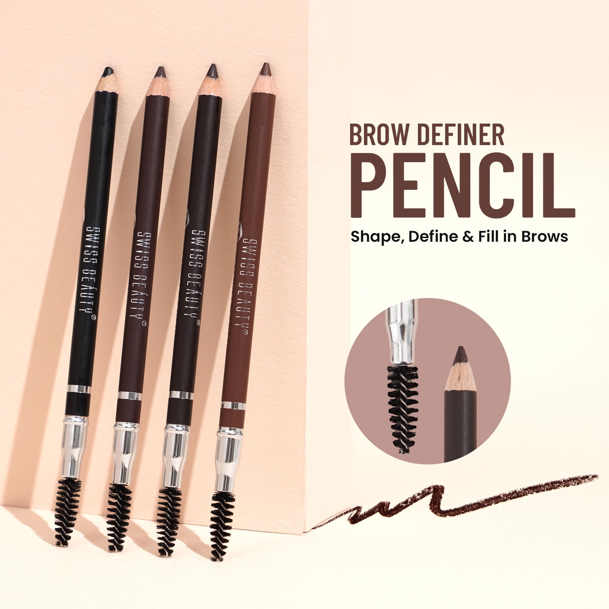 Swiss Beauty Brow Definer Pencil - 03 Deep Brown - Distacart