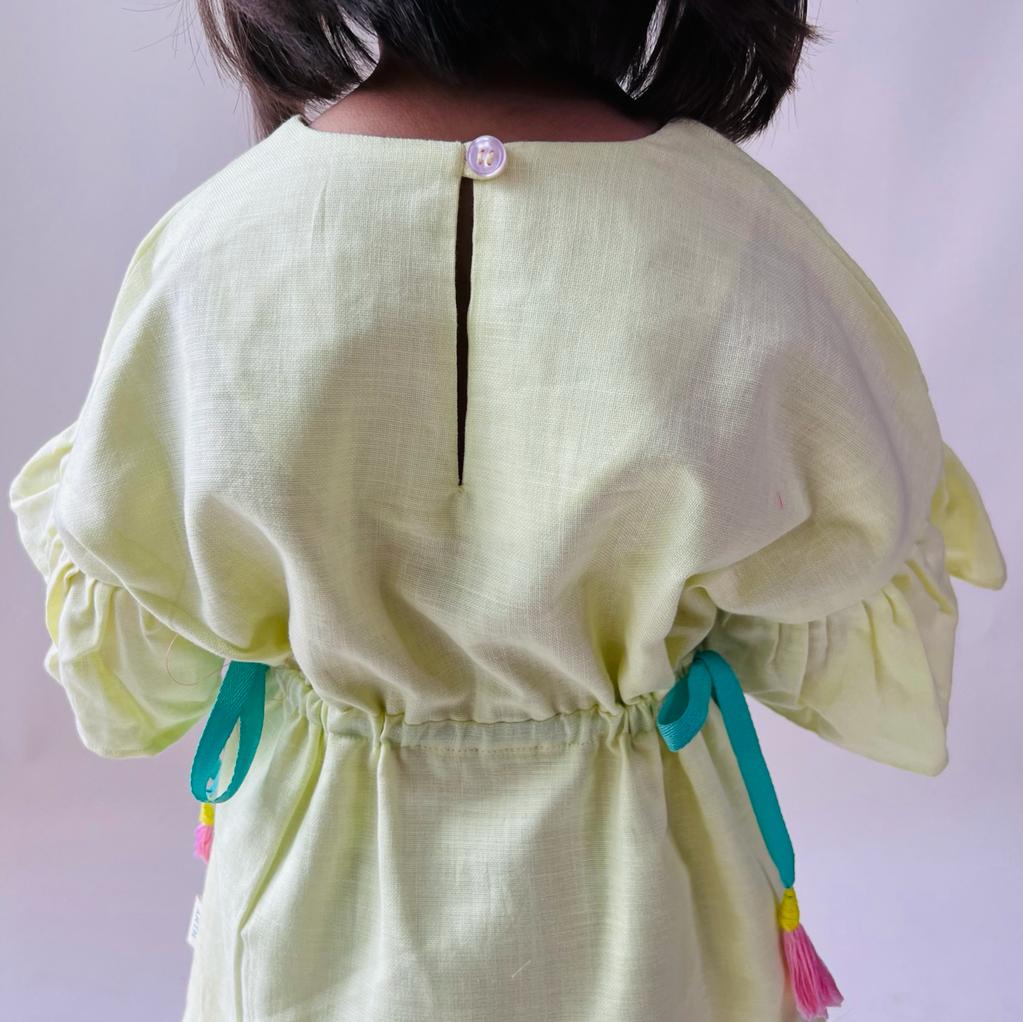 ArthLife Yellow Donuts Embroidered Dress