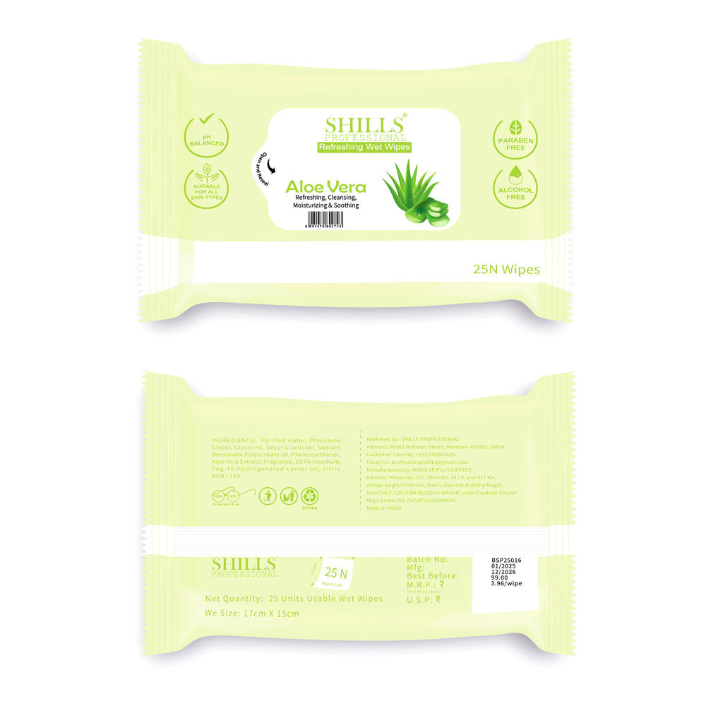 Shills Professional Refreshing Wet Wipes - Aloe Vera