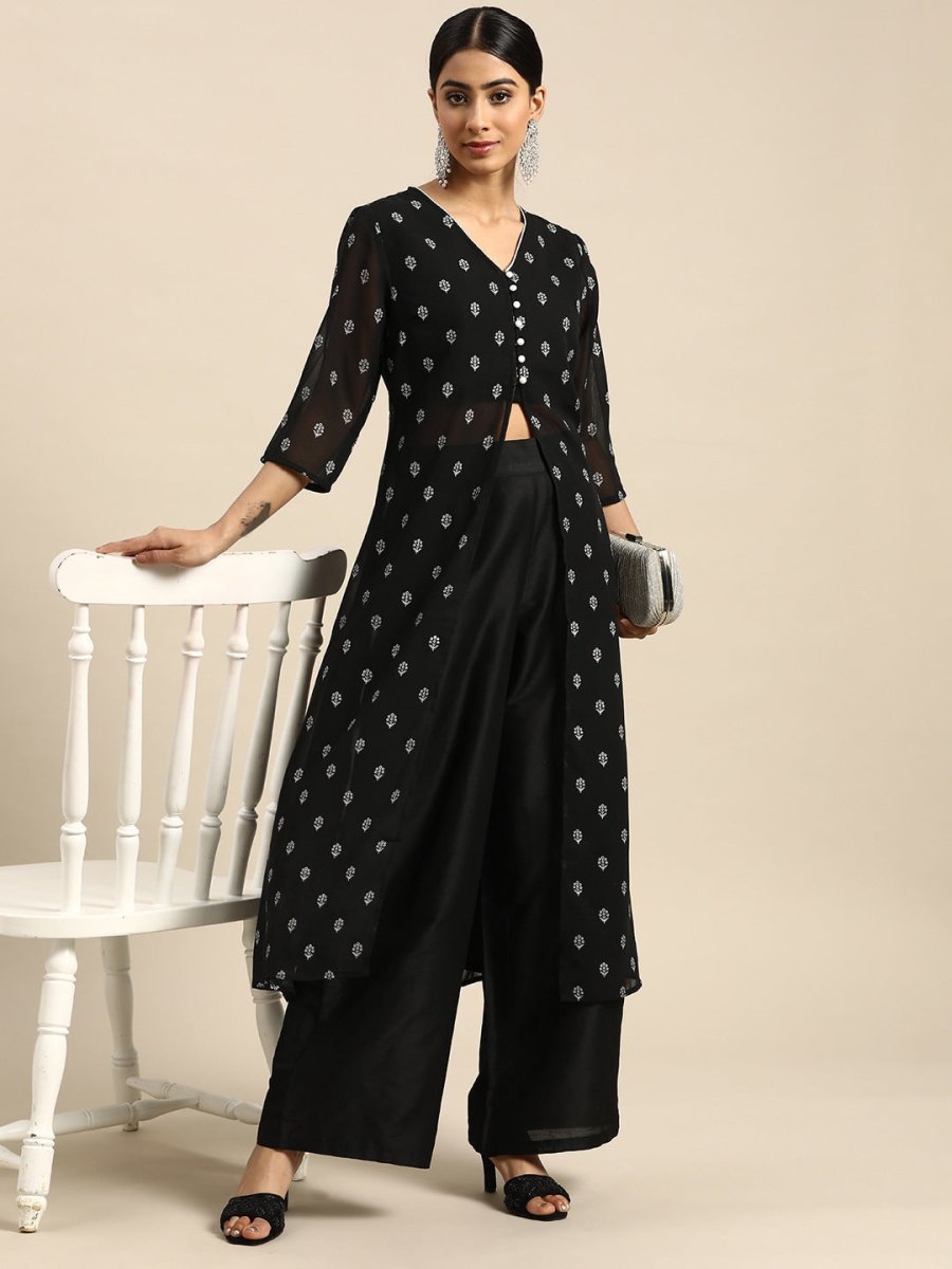 All About You Ethnic Motifs Print High-Slit Kurta with Palazzos