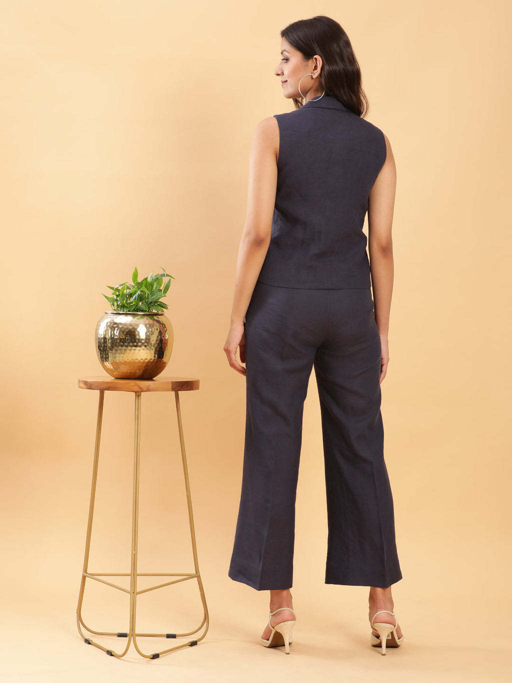 BohoJazz In Power Carbon Blue Tailored Waistcoat with Trousers Co-ord Set - Distacart