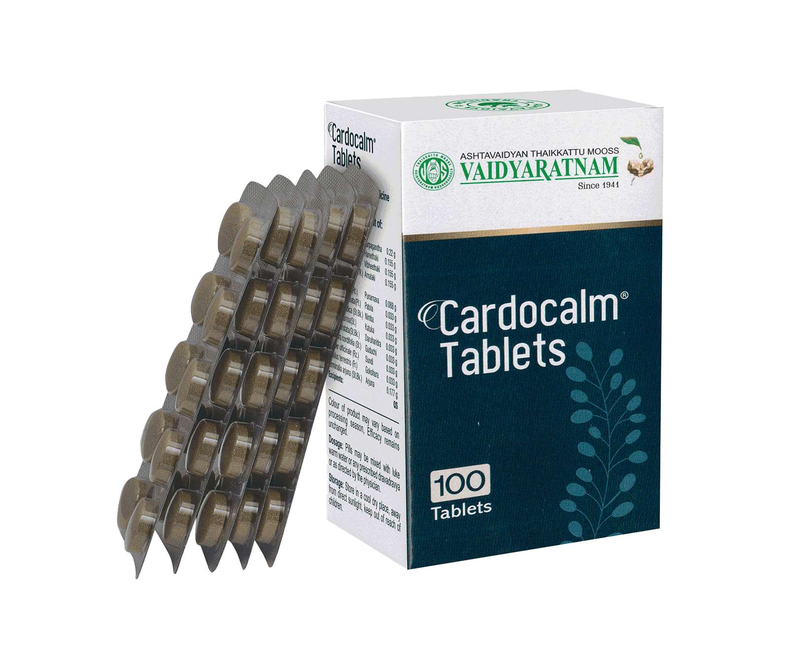 Vaidyaratnam Cardocalm Tablets - Distacart