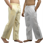 Fabmade White & Beige Combo Linen Pajama