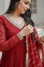 Joban Fashion Maroon Georgette Sequence Embroidery Work Kurta Set - Distacart