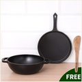The Indus Valley CASTrong Cast Iron Cookware Set: Tawa + Kadai, Kitchen Set for Home, Pre-seasoned, 100% Pure, Toxin-free, Induction