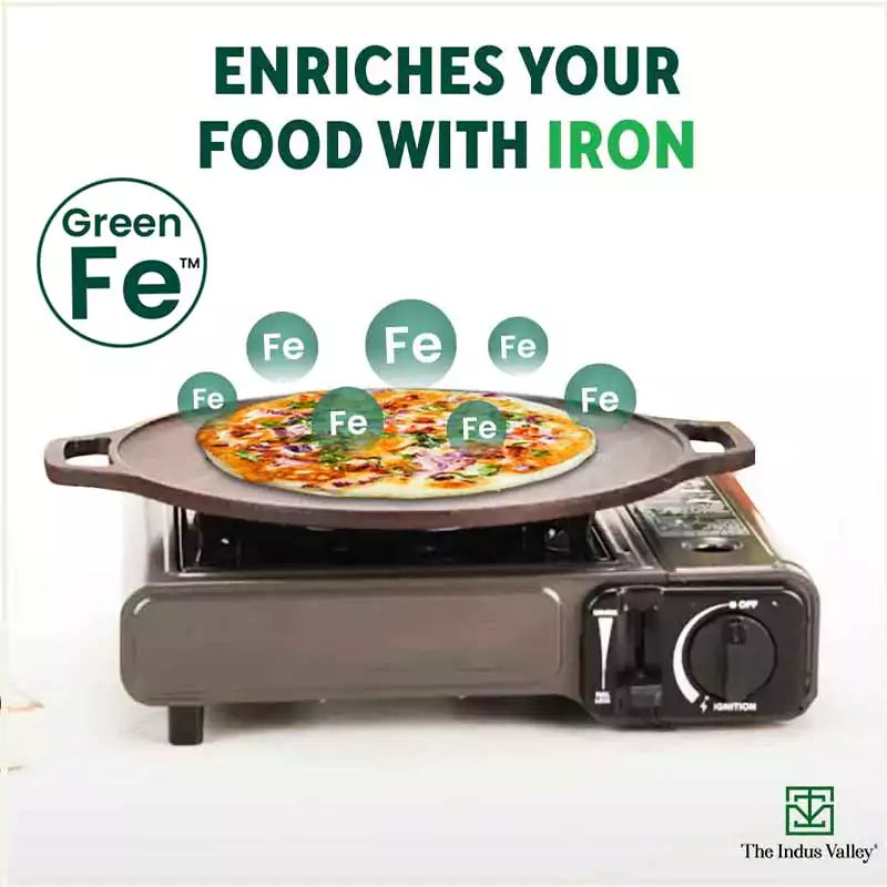 The Indus Valley CASTrong Cast Iron Roti/Dosa Tawa, Pre-seasoned, Nonstick, 100% Pure, Toxin-free, Gas & Induction,Spatula, 30.2cm, 2.4kg