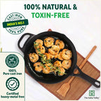 The Indus Valley CASTrong Cast Iron Fry Pan/Skillet, Pre-seasoned, Nonstick, 100% Pure, Toxin-free, Induction,Spatula, 25.4cm, 1.7L, 2.3kg