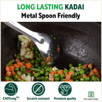 The Indus Valley CASTrong Cast Iron Kadai, Pre-seasoned, Nonstick, 100% Pure, Toxin-free, Induction, 21/25cm, 1.7L/3.3kg
