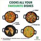 The Indus Valley Super Smooth Cast Iron Kadai,Pre-seasoned, Nonstick, 100% Pure, Toxin-free, Spatula, 25.4cm, 2.5L, 2.4kg