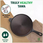 The Indus Valley Super Smooth Cast Iron Tawa, Long Handle,Pre-seasoned, Nonstick, 100% Pure, Toxin-free, Induction,Spatula, 25.4cm, 1.8kg - Distacart