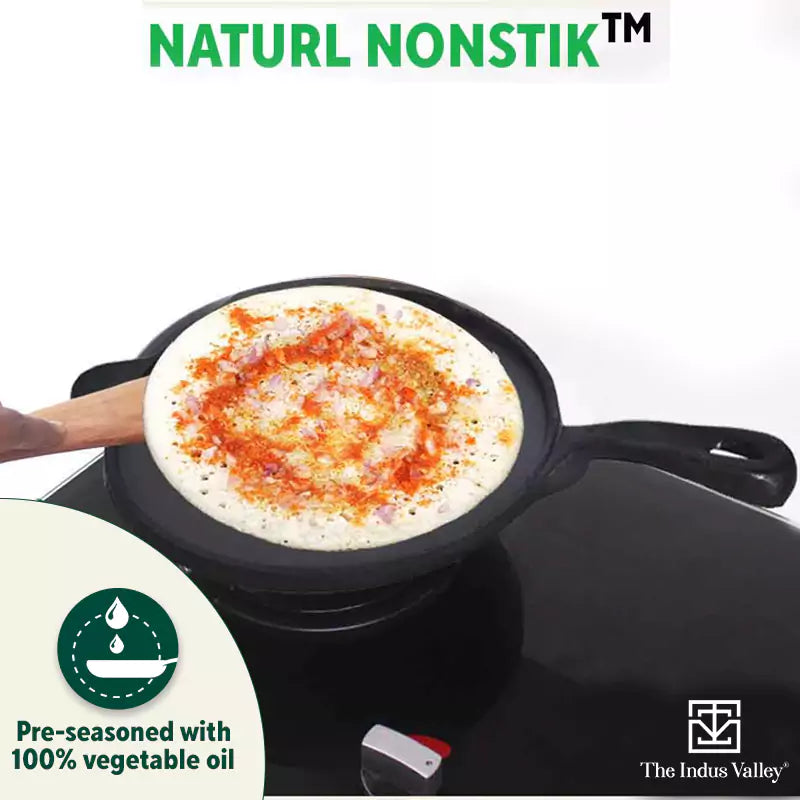 The Indus Valley Super Smooth Cast Iron Set: Kadai+ Tawa+ Frypan, Kitchen set for Home, Nonstick, 100% Pure, Toxin-free, Tadka Pan