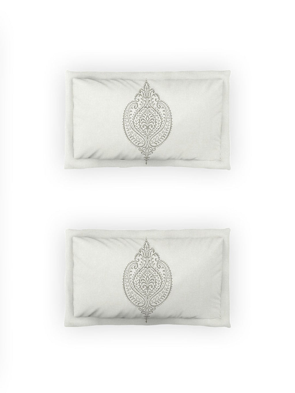 DDecor Grey & White Ethnic Motifs Cotton 140 TC Queen Bedsheet With 2 Pillow Covers