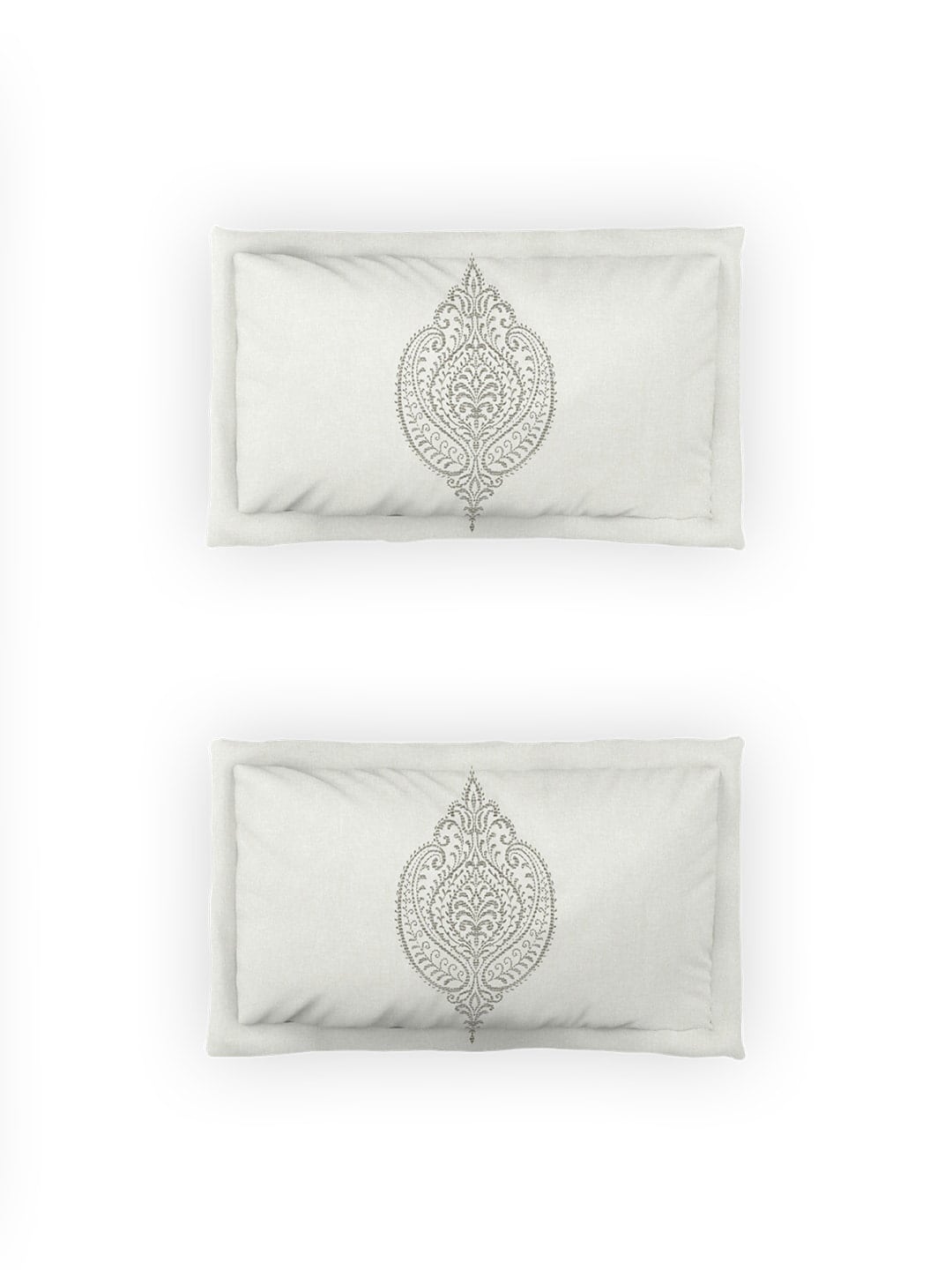 DDecor Grey & White Ethnic Motifs Cotton 140 TC Queen Bedsheet With 2 Pillow Covers