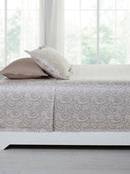 MYTRIDENTBeige White Ethnic Motifs 100% Cotton 400 TC King Bedsheet with 4 Pillow Covers