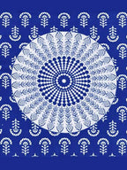 HOMETALES Blue & White Ethnic Motifs Cotton 104 TC King Bedsheet with 2 Pillow Covers