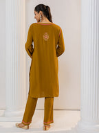 HOUSE OF KARI Floral Embroidered Chikankari Kurta With Palazzo