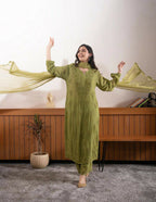 Joban Fashion Green Kurta Set Georgette Embroidery Sequence Work - Distacart