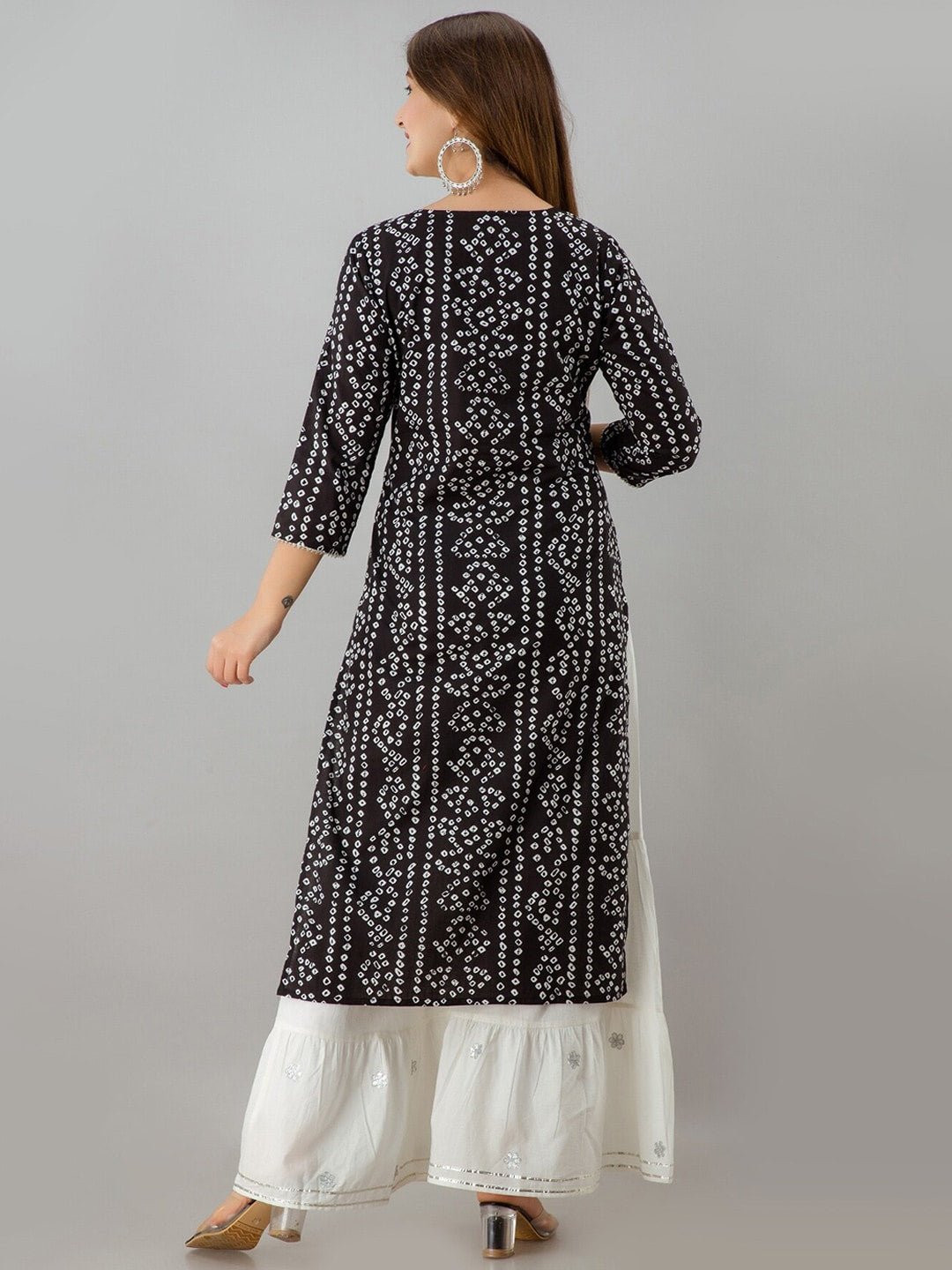 HERE&NOW Black Bandhani Printed Gotta Patti Kurta with Sharara - Distacart