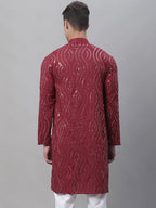 Sojanya Ethnic Motifs Embroidered Sequinned Pure Cotton Kurta