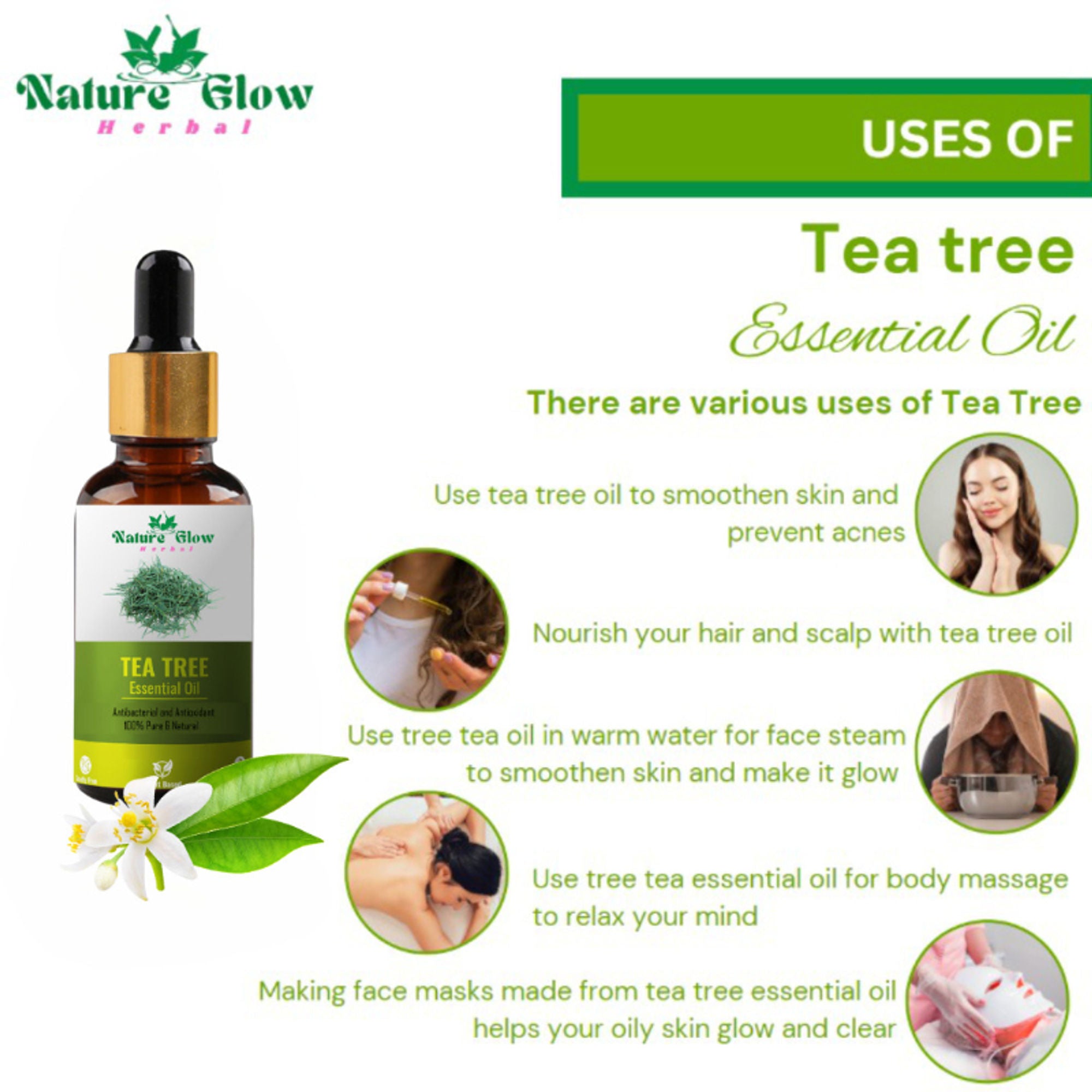 Nature Glow Herbal Nature Tea Tree & Eucalyptus Essential Oil