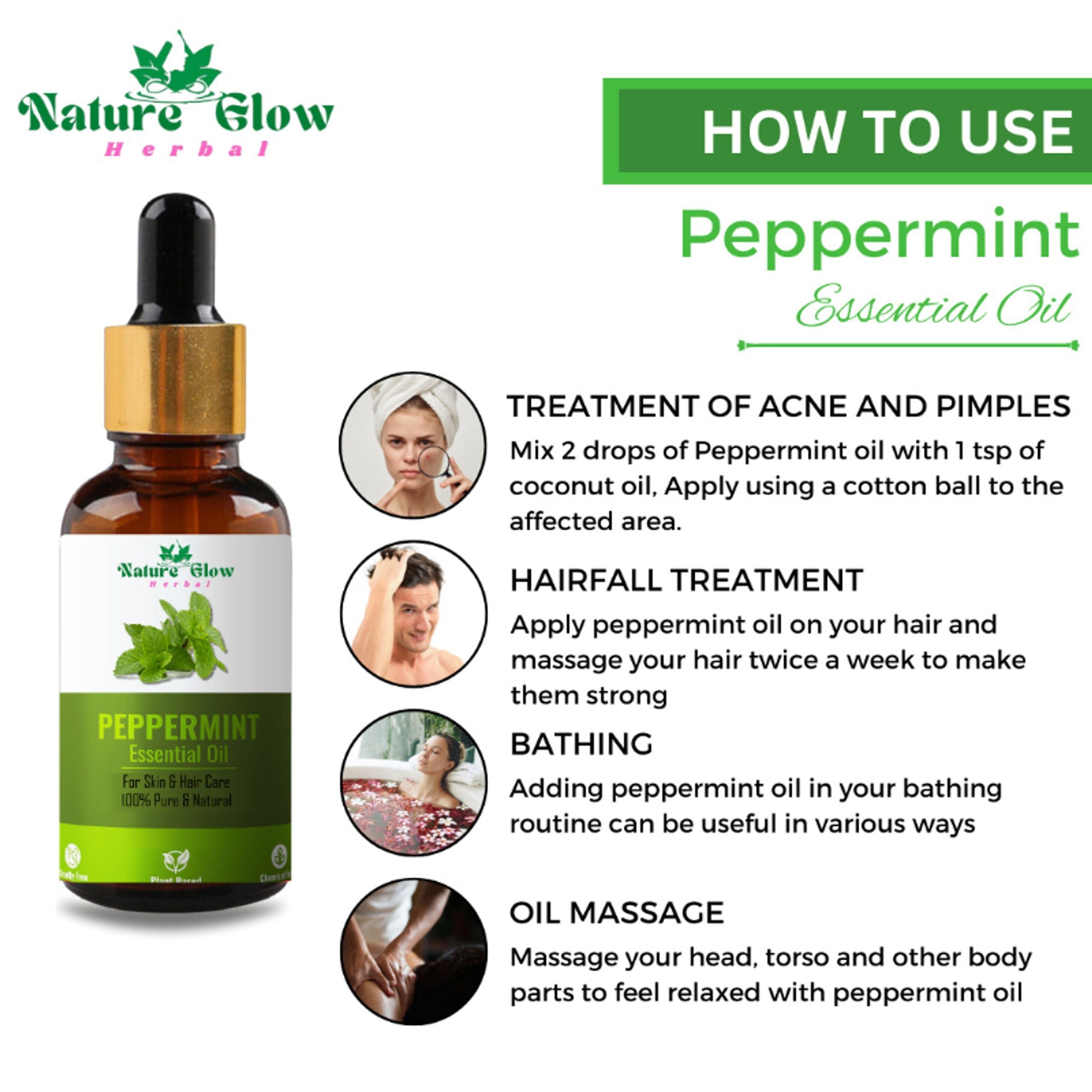 Nature Glow Herbal Tea Tree & Peppermint Essential Oil Combo