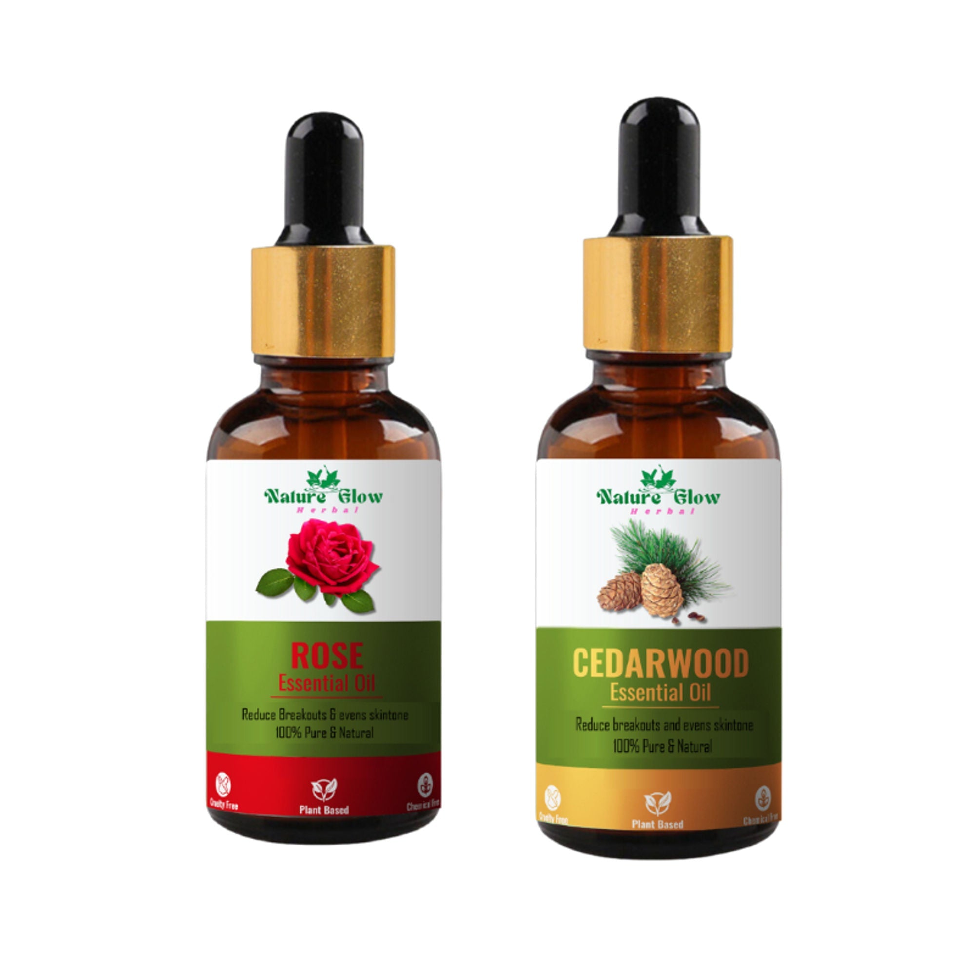 Nature Glow Herbal Rose & Cedarwood Essential Oil Combo