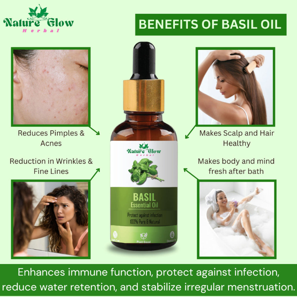 Nature Glow Herbal Kumkumadi & Basil & Cedarwood Essential Oil Combo