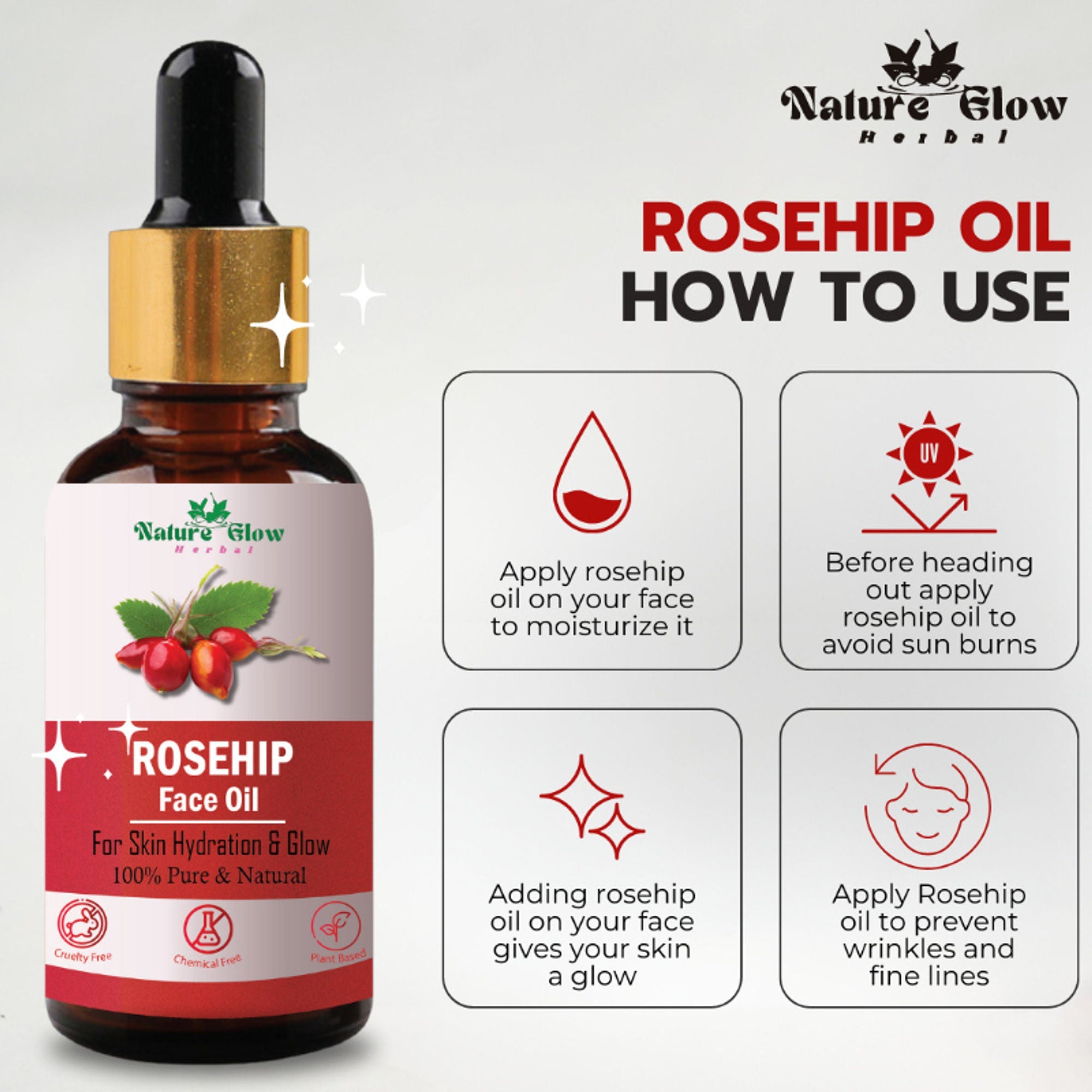Nature Glow Herbal Apricoat & Rosehip Facial Oil Combo