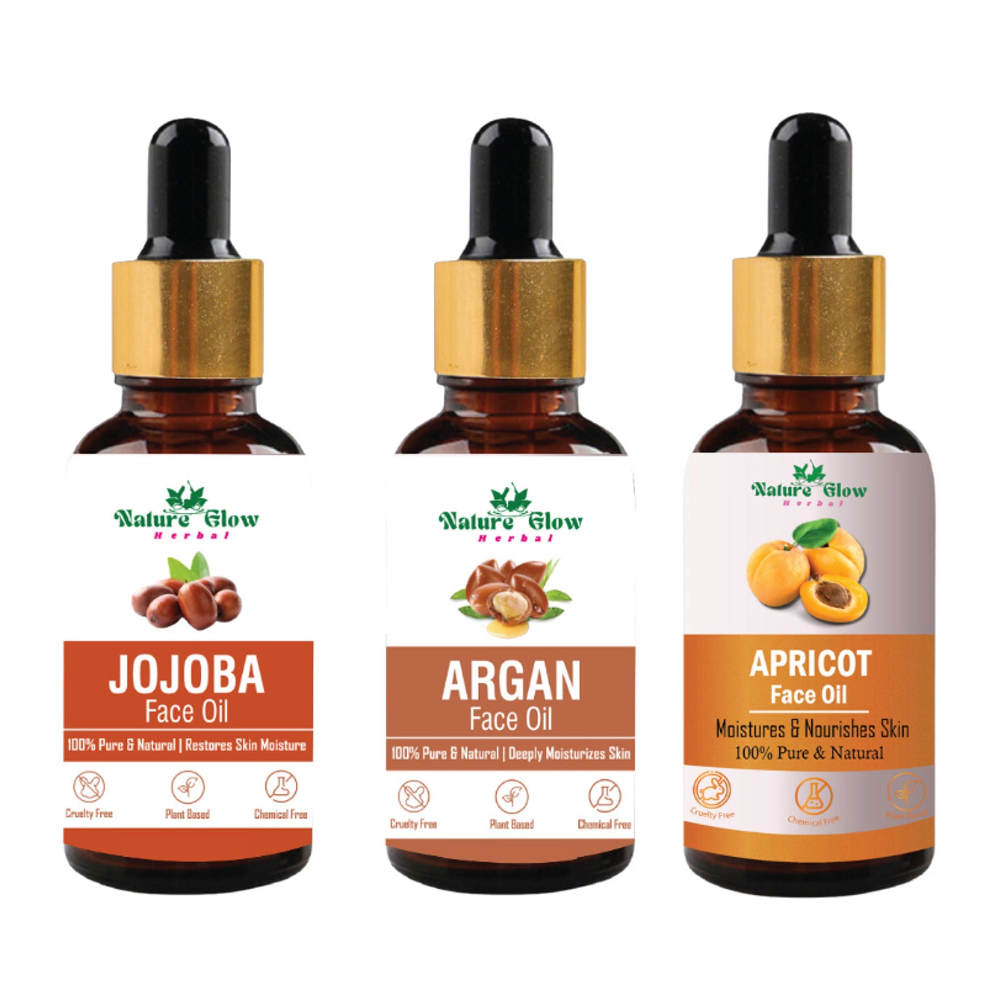 Nature Glow Herbal Jojoba, Argan & Apricot Facial Oil Combo