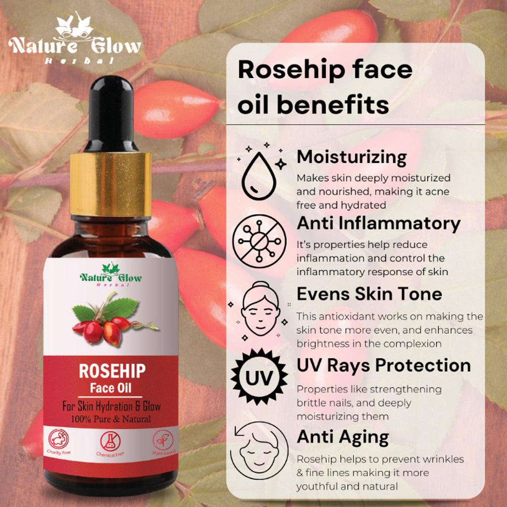 Nature Glow Herbal Grapeseed, Argan & Rosehip Facial Oil Combo