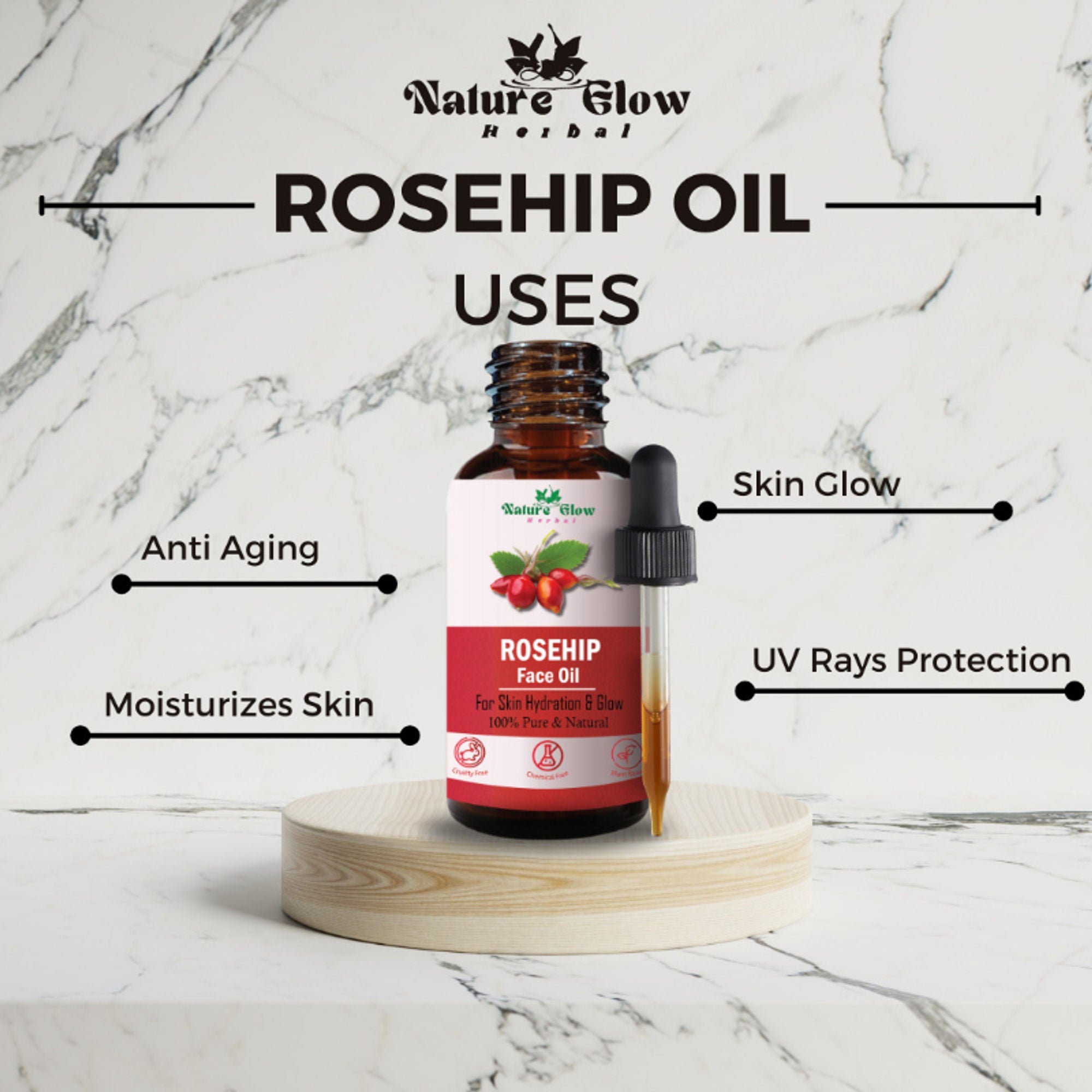 Nature Glow Herbal Grapeseed, Argan & Rosehip Facial Oil Combo