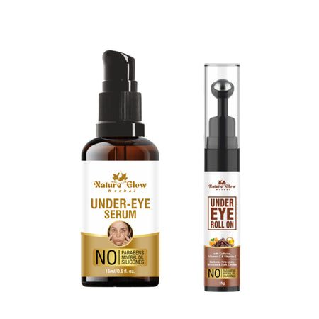Nature Glow Herbal Under Eye Serum & Caffeine Roll Combo