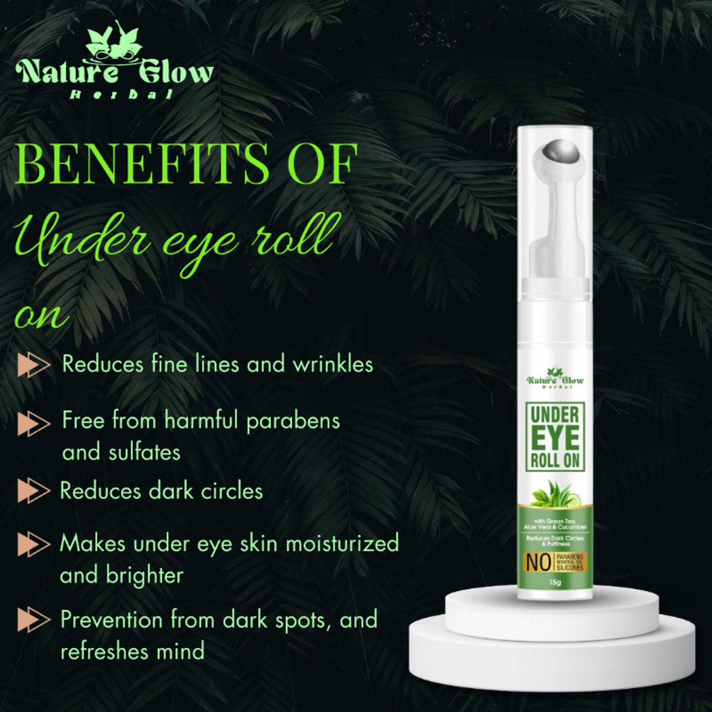 Nature Glow Herbal Under Eye Serum & Green Tea Roll On Combo