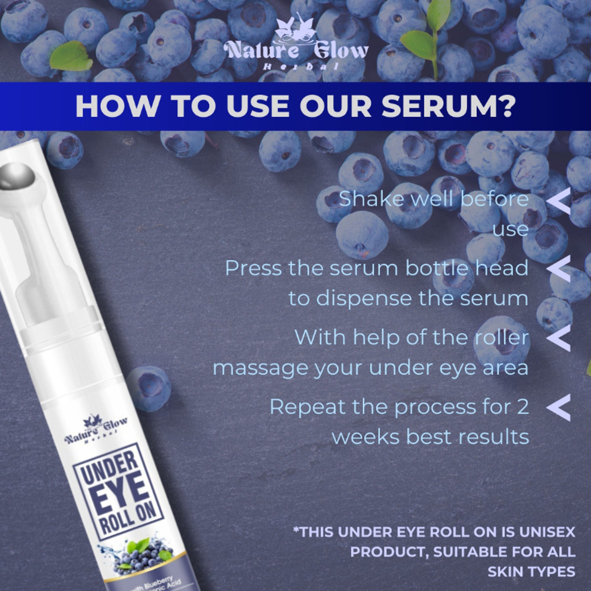 Nature Glow Herbal Under Eye Cream & Bluebery Roll On Combo