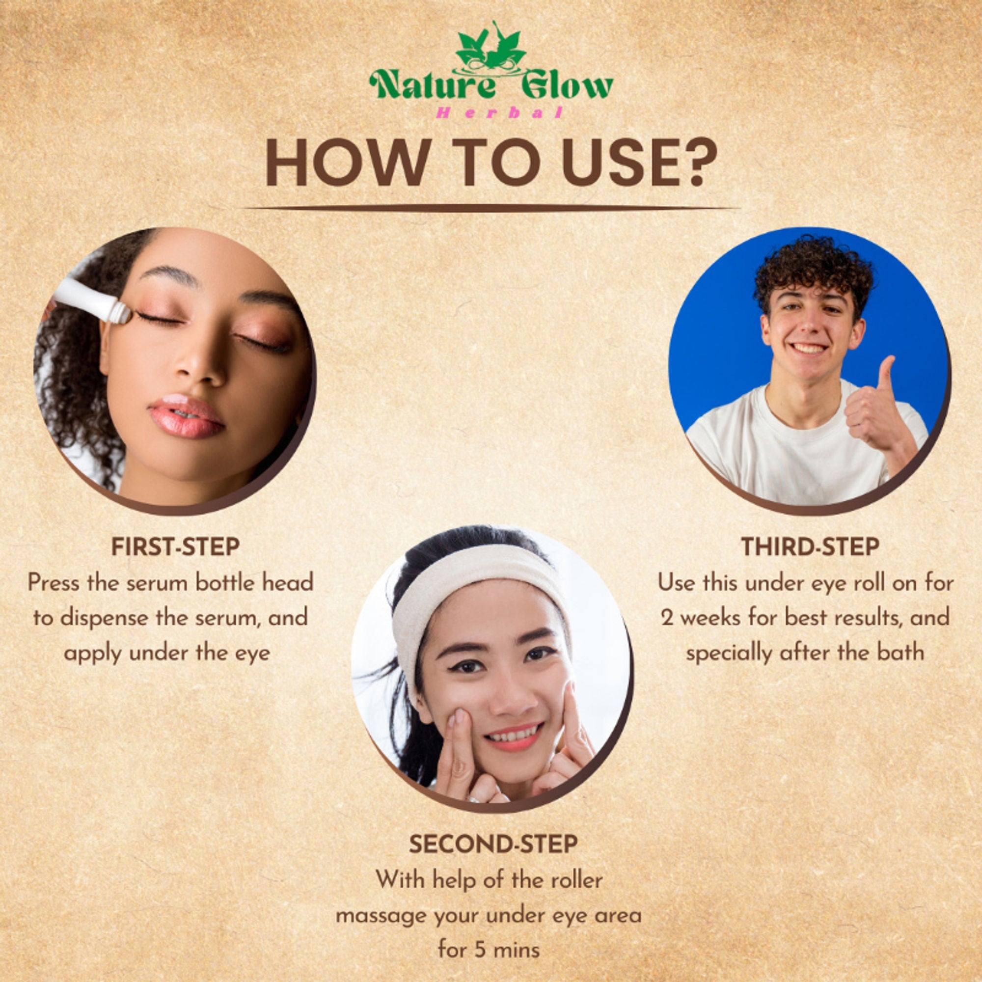 Nature Glow Herbal Under Eye Cream & Caffiene Roll On Combo
