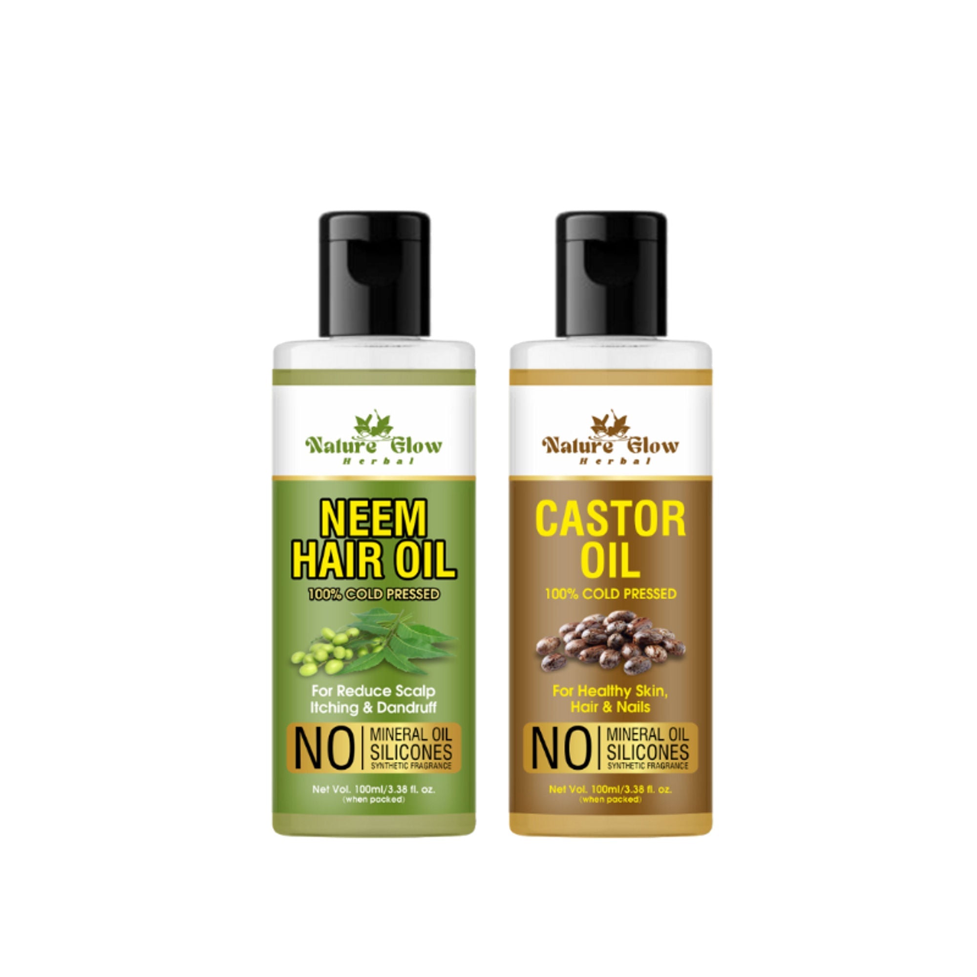 Nature Glow Herbal Neem & Castor Hair Oil Combo