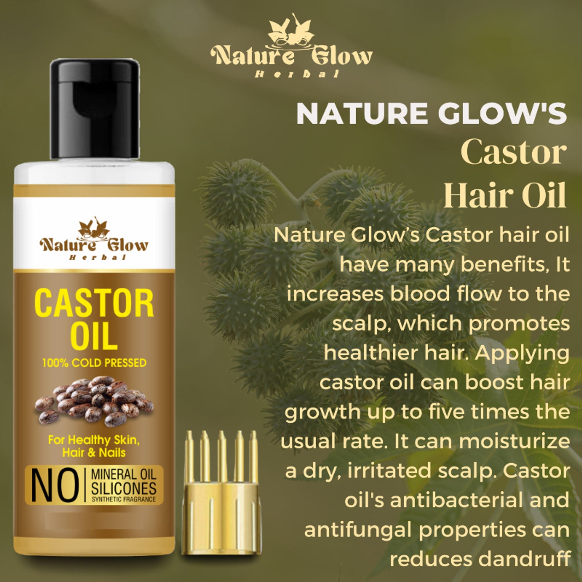 Nature Glow Herbal Castor & Onion With Black Seed Hair Oil Combo