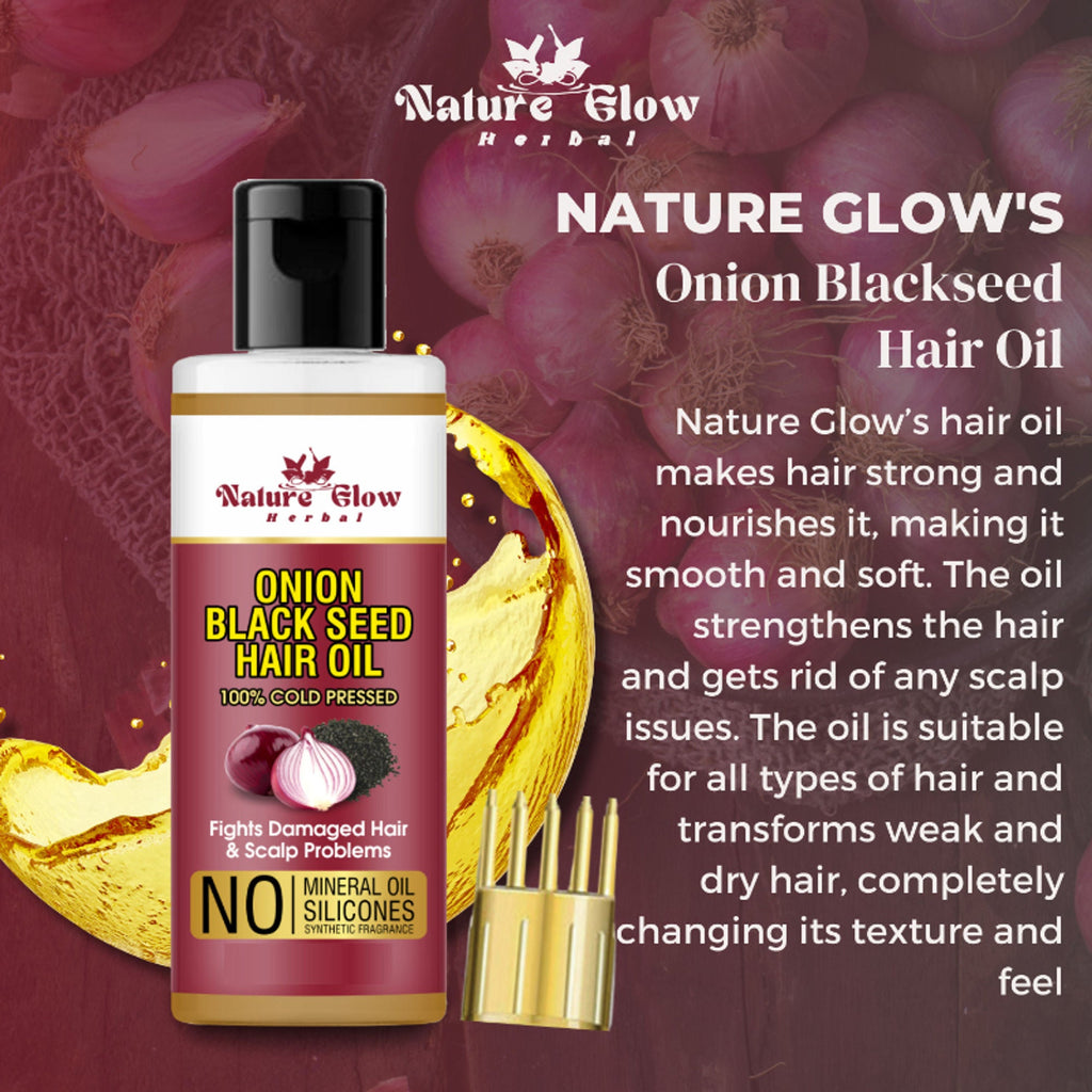 Nature Glow Herbal Castor & Onion With Black Seed Hair Oil Combo