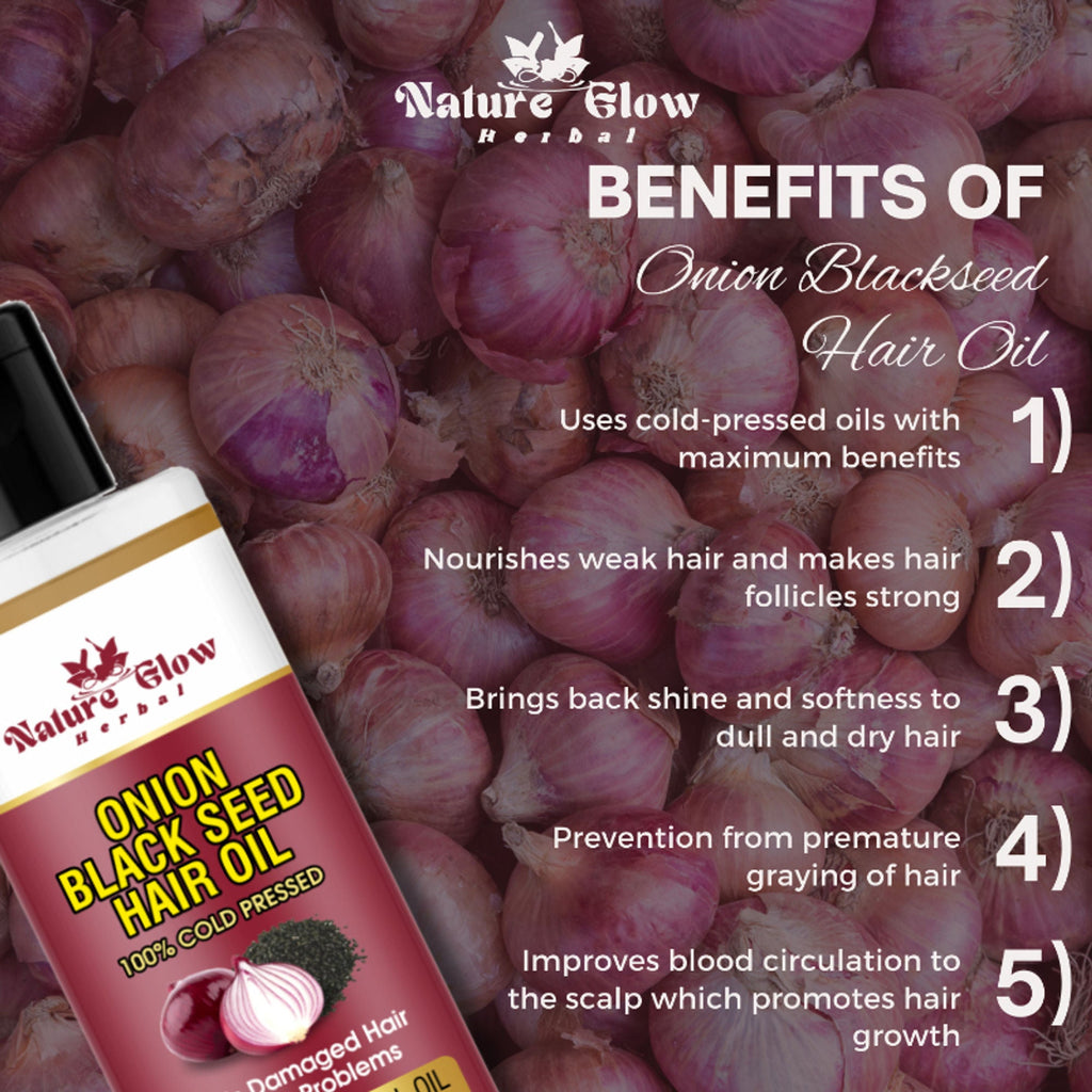 Nature Glow Herbal Castor & Onion With Black Seed Hair Oil Combo