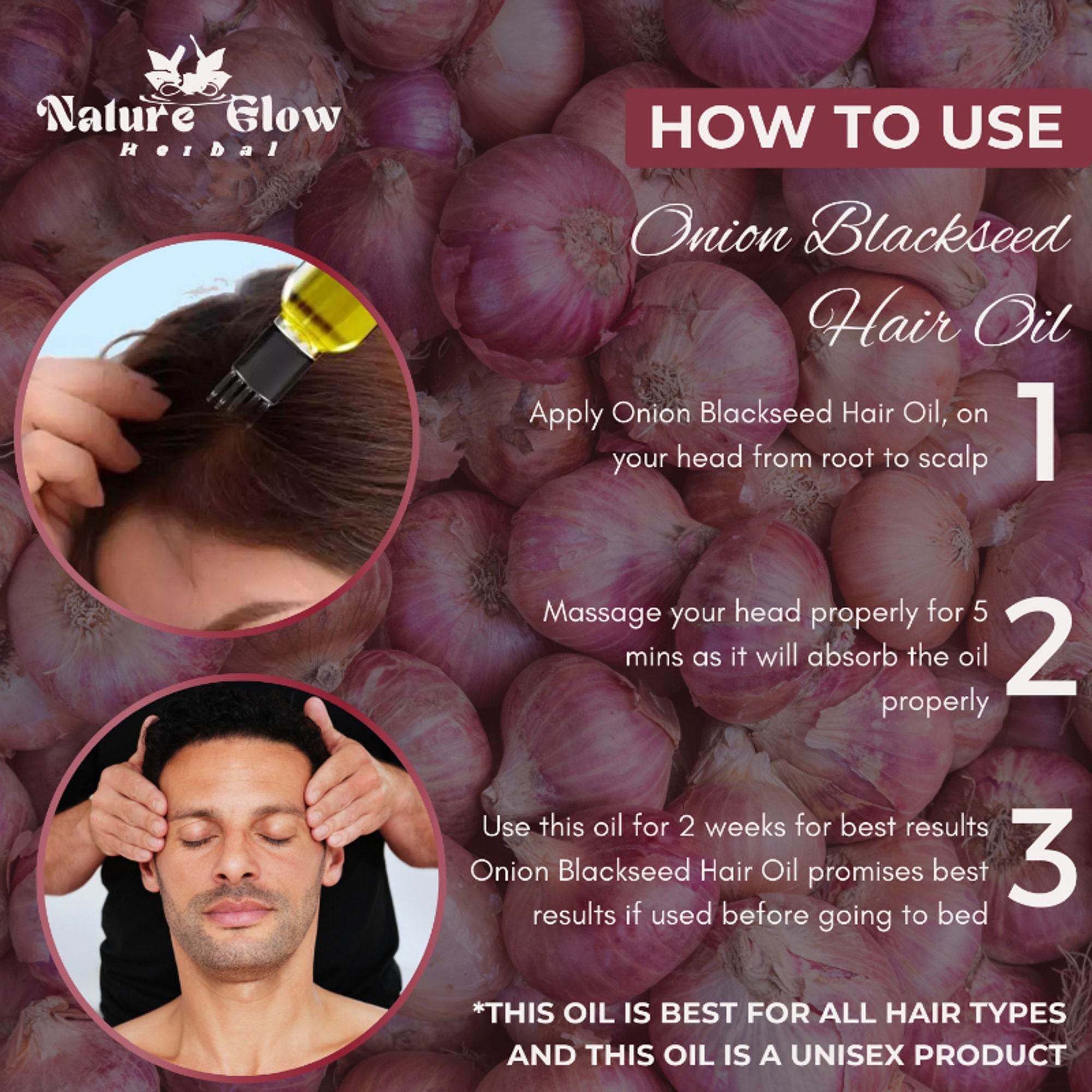 Nature Glow Herbal Castor & Onion With Black Seed Hair Oil Combo