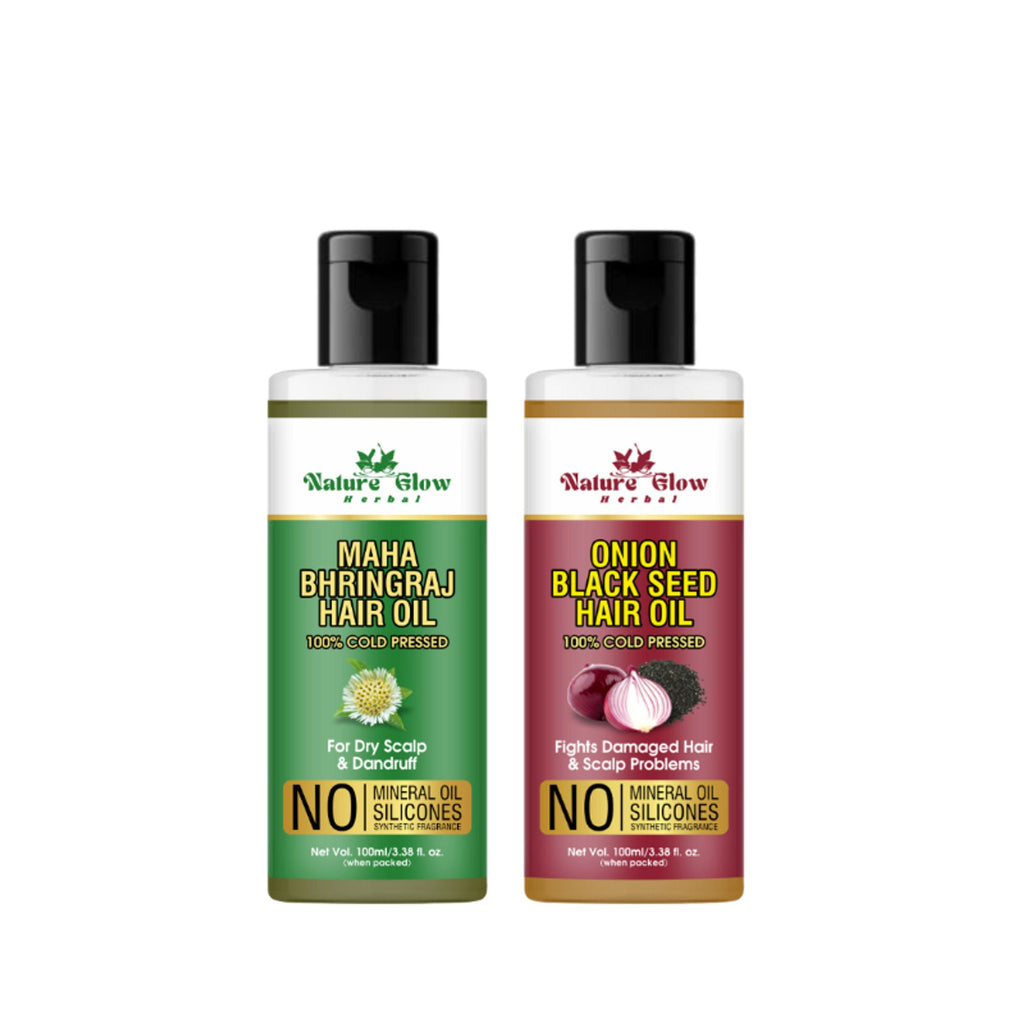 Nature Glow Herbal Bhringraj & Onion Black Seed Hair Oil Combo